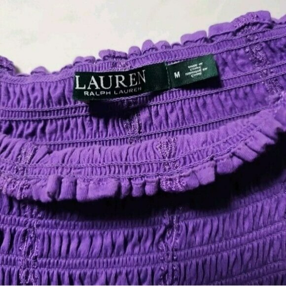ALT Elena Gilbert Ralph Lauren Blouse Medium Purple Smock Top Cottage Peasant - Picture 8 of 8
